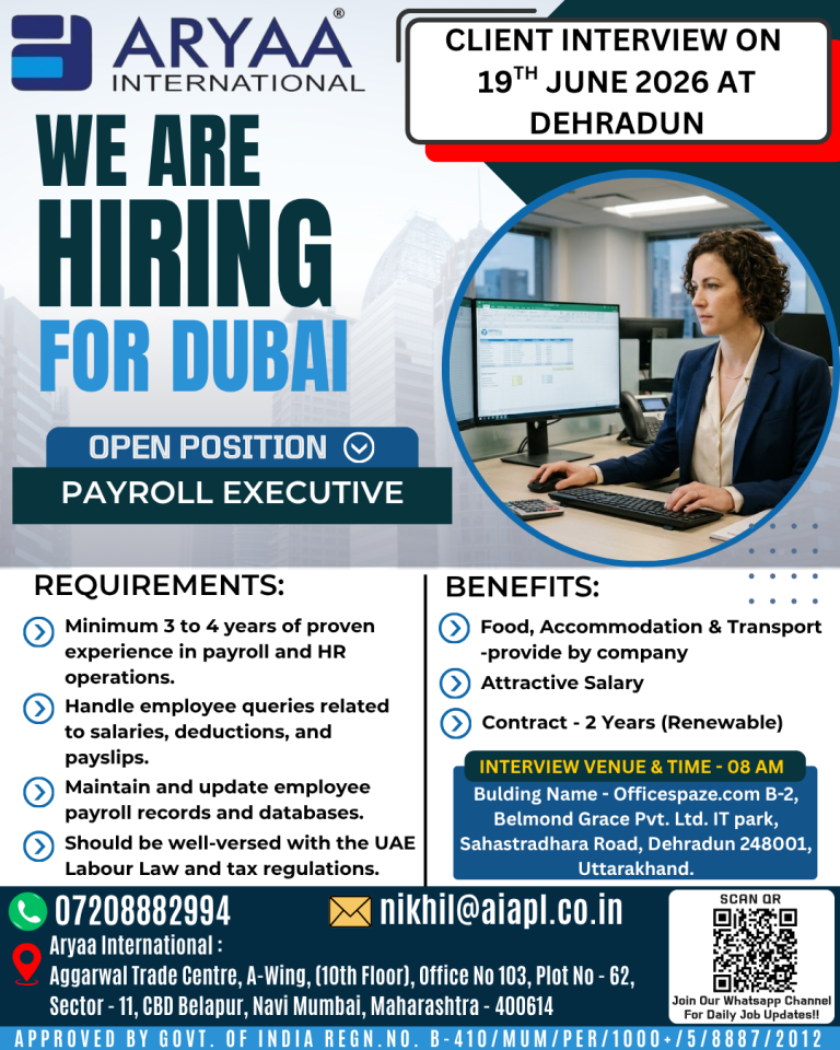Client Interview In Dehradun on 19th June 2026