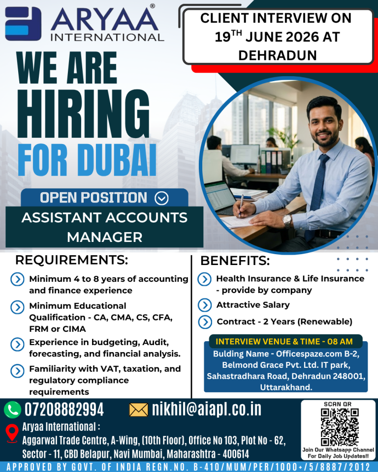 Client Interview In Dehradun on 19th June 2026