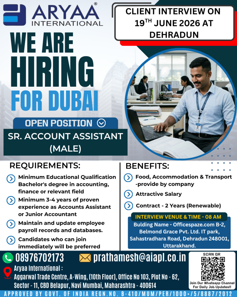 Client Interview In Dehradun on 19th June 2026