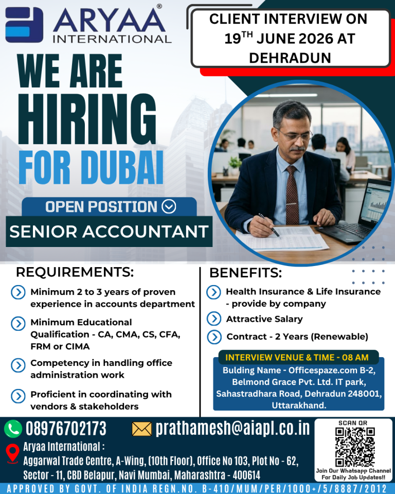 Client Interview In Dehradun on 19th June 2026